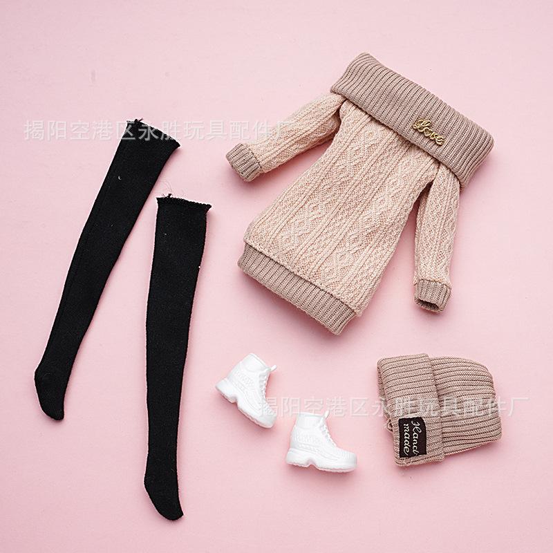 New 6'30cm Doll 11 Inch Mini Baby Clothes Fashionable Wool Jumpsuit Hat Pants Toy