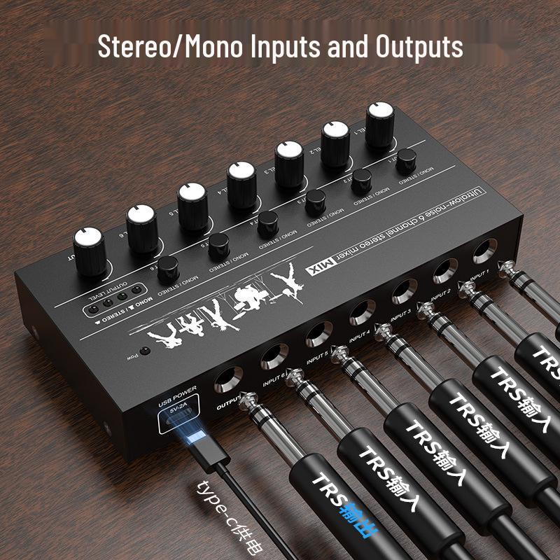 8-Channel Compact Audio Mixer for Microphones & Instruments