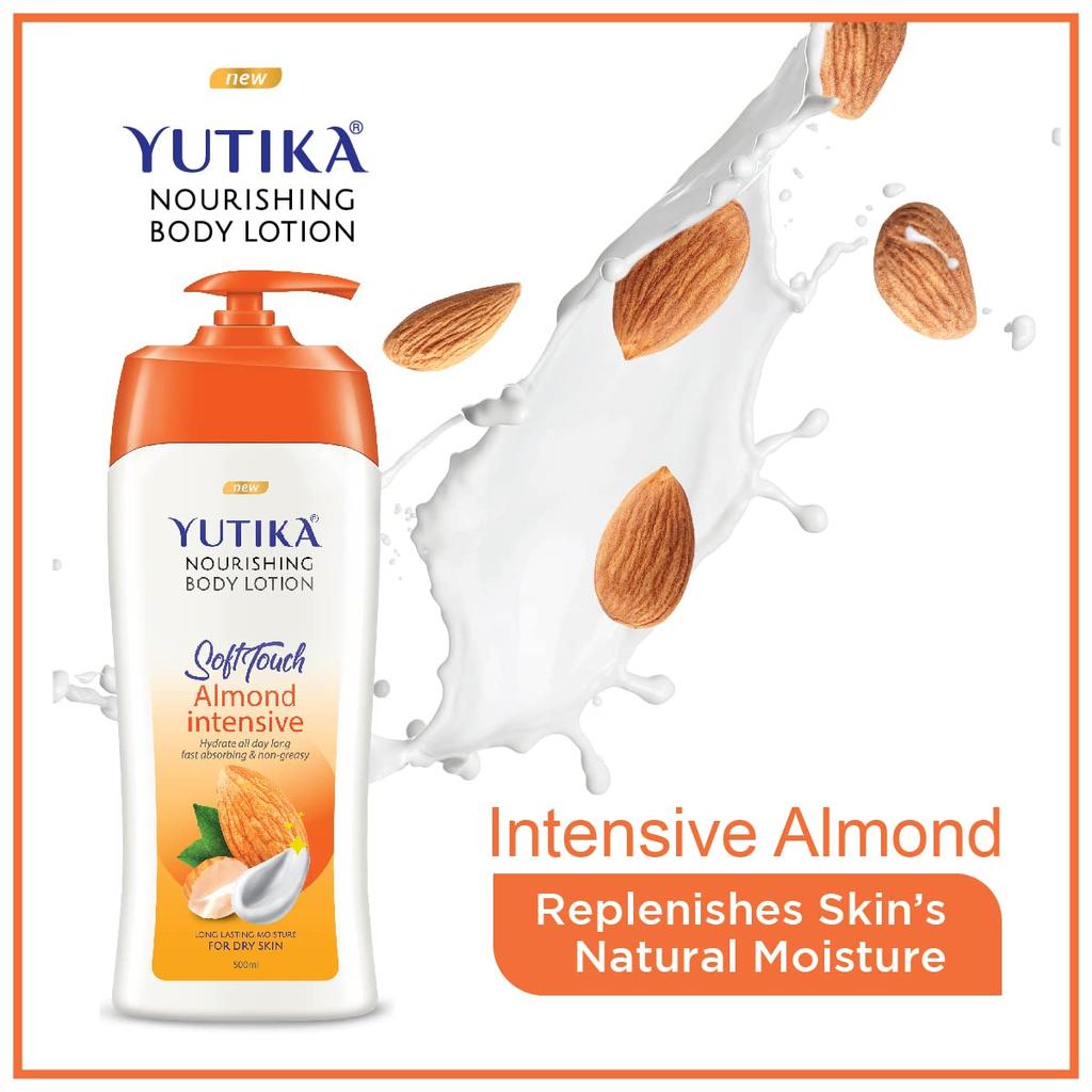 Yuthika Naturals Almond Soft Touch Body Lotion 500ml Pack of 1 for Dry Skin Hydration & Nourishment