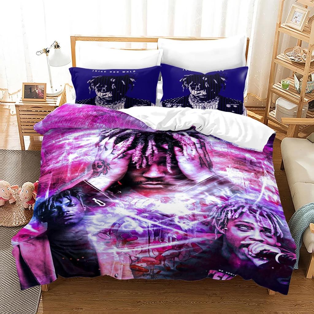New Juice Wrld Bedding Set Single Twin Full Queen King Size Stars Juice Wrld Bed Set Aldult Kid Bedroom Duvetcover Sets 3D 018