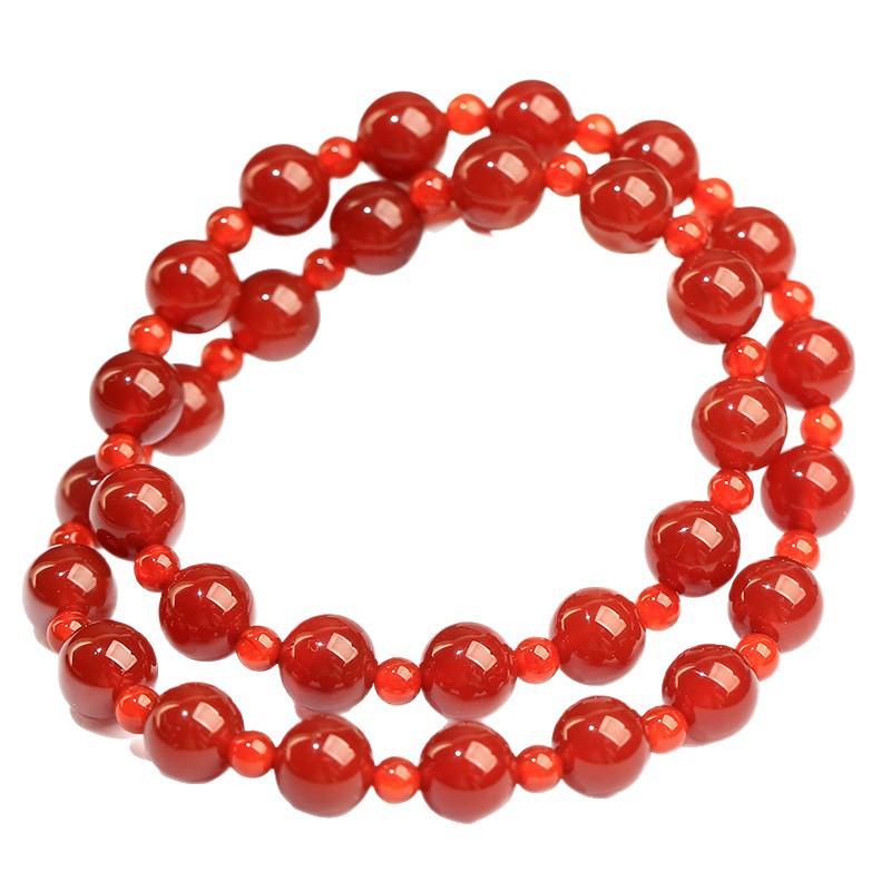 Hongchu Crystal Natural Red Agate Multi-loop Bracelet Ruth's Same Style Red Agate Multi-loop Bracelet