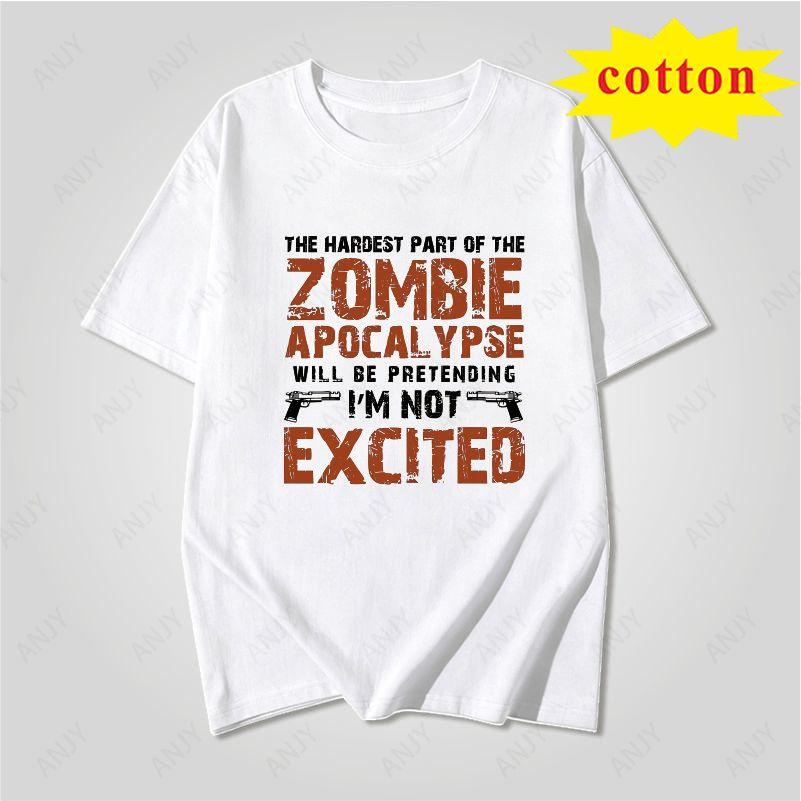 Dark Style Zombie Apocalypse Text Printed Tshirt Fun Dark Style Unisex Loose Short Sleeved Shirt