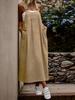 Plus Size Women's Denim-Style Strappy Long Dress - Fashionable European & American Design