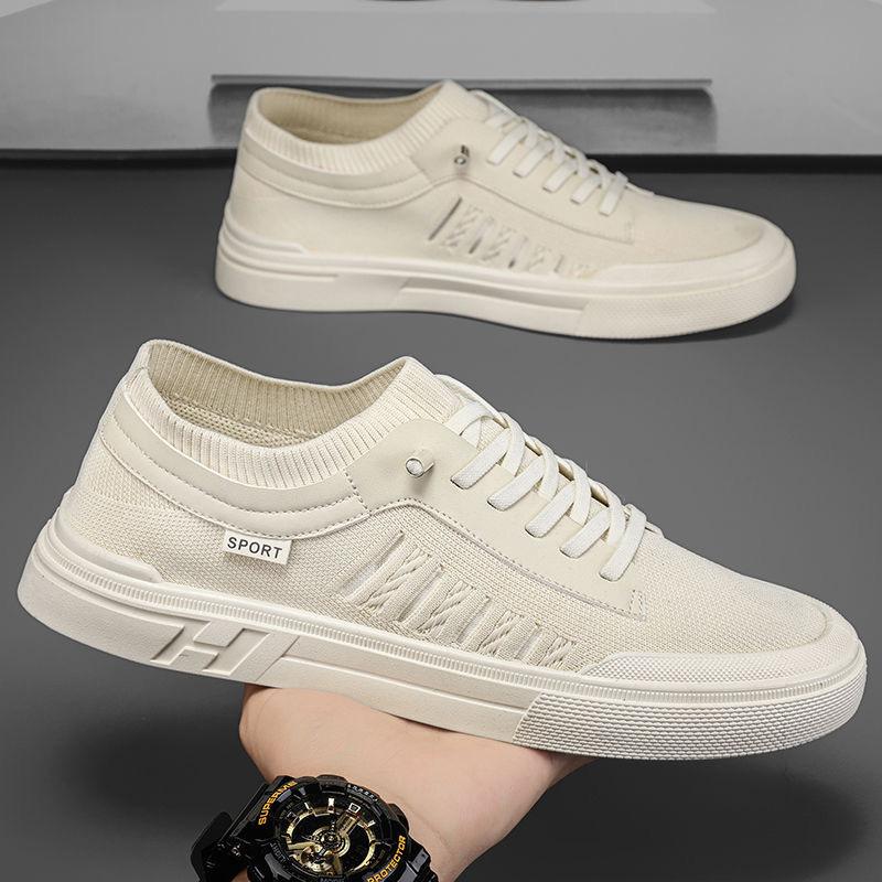 Summer Men's Shoes New Breathable Mesh Shoes Canvas Shoes Men's Trend Versatile Flying Woven Mesh Sports Leisure Board Shoes Men