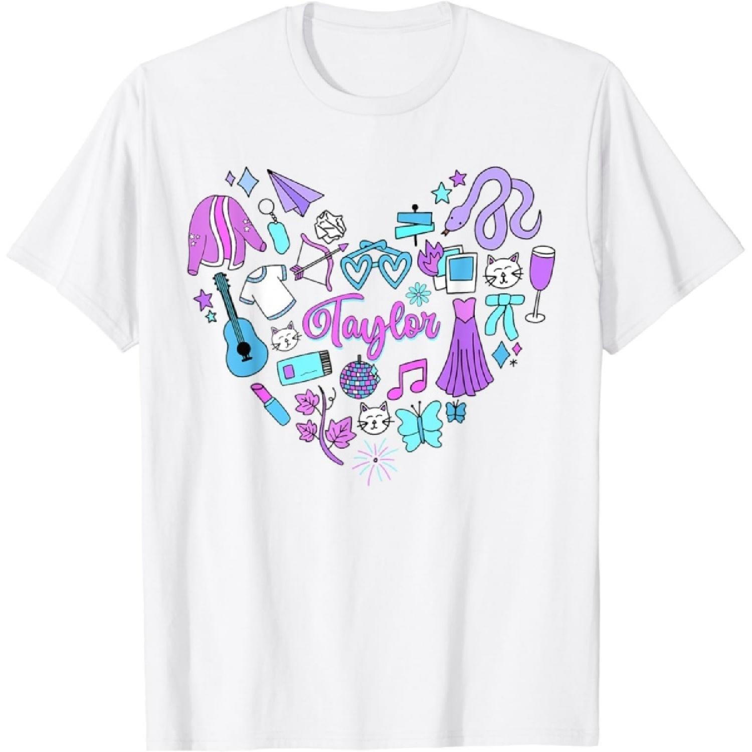HSJFS Taylor First Name I Love Taylor Girl Groovy 80s Vintage T-Shirt Novelty T-Shirt XXXXXL белый