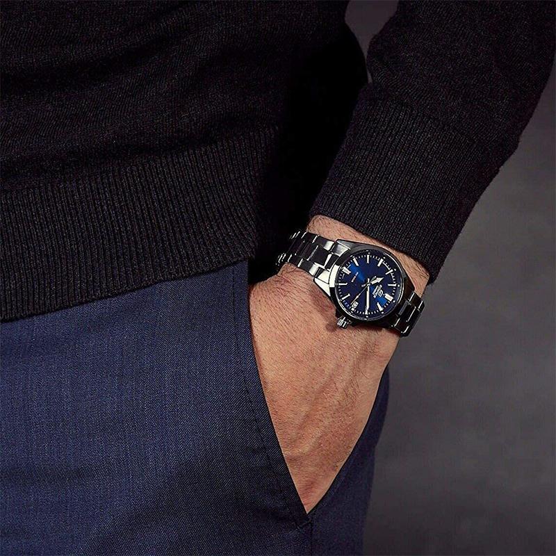 Casio EDIFICE series simple casual fashion quartz movement stainless steel strap Japanese and Korean watch men's watch blue dial EFV-100D-2AVUDF