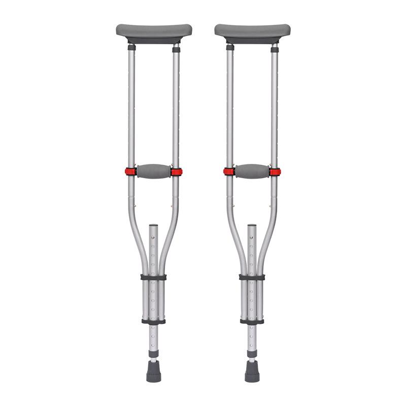 Легкая нескользящая алюминиевая ходунка с двойными подмышечными костылями для реабилитации пожилых и инвалидов 95-158 cm серебряный