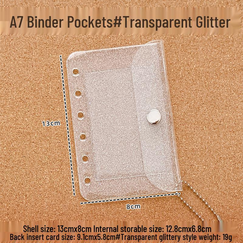 PVC Glitter Transparent A7/M5 Loose-Leaf Notebook & Storage Set