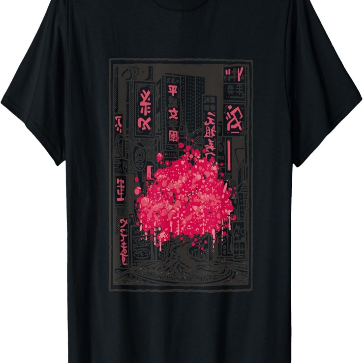 Футболка с изображением японской вишни Сакуры S чёрный