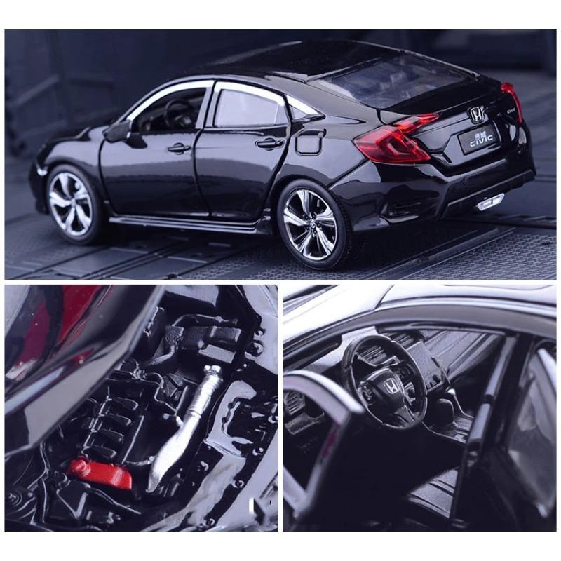 1/32 HONDA CIVIC TYPE-R Diecasts & Toy Vehicles Metal Car Model Sound Light Collection Car Toys for Children Christmas Gift