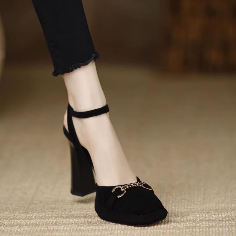 Fashion 2025Square High Heel Jane Shoes Fashion Shallow Platform Shoes Spring Autumn Retro Style Ladies Elegant Dress Pumps