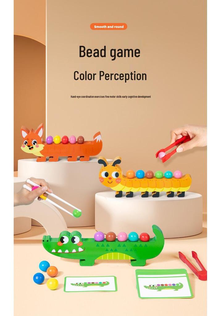 Wooden Educational Toys for Young Children: Early Learning, Parent-Child Interaction, Fruit, Color & Shape Recognition, Bead Threading