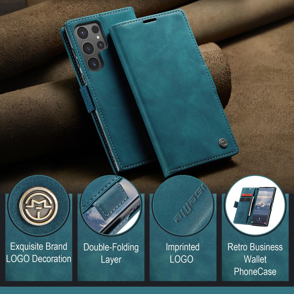 CASEME 013 Series For Samsung Galaxy S25 Ultra Case Card Holder Stand Leather Phone Cover