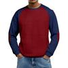 Men's Loose-fitting Casual Waffle-weave  Neck Long-sleeved Top