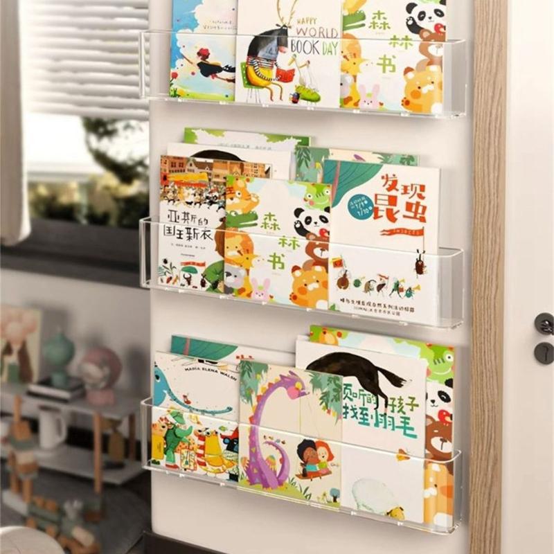 Pet Material Acrylic Book Display Stand Versatile Acrylic Wall Mount Magazine Holder Easy to Clean Book Support Holder