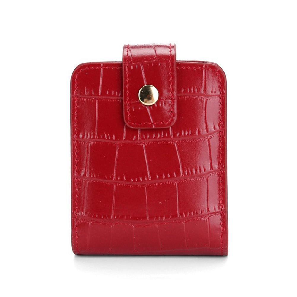 Simple PU Leather Crocodile Pattern Korean Style Lipstick Bag With Mirror Portable Mini Makeup Bag Storage For Women