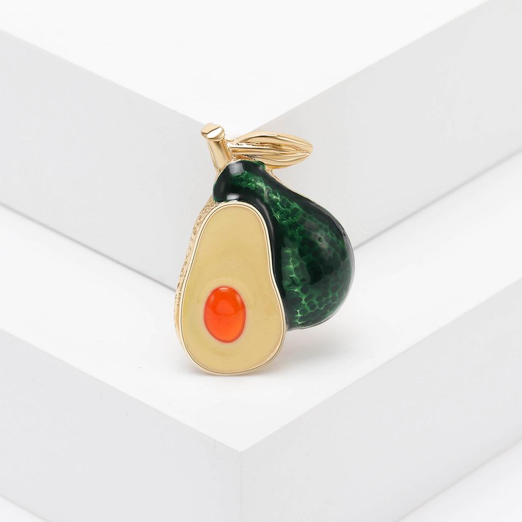 Cartoon Cute Fruit Temperament Blazer Collar Pin, Fashion Creative Rhinestone Avocado Brooch Silk Scarf Buckle