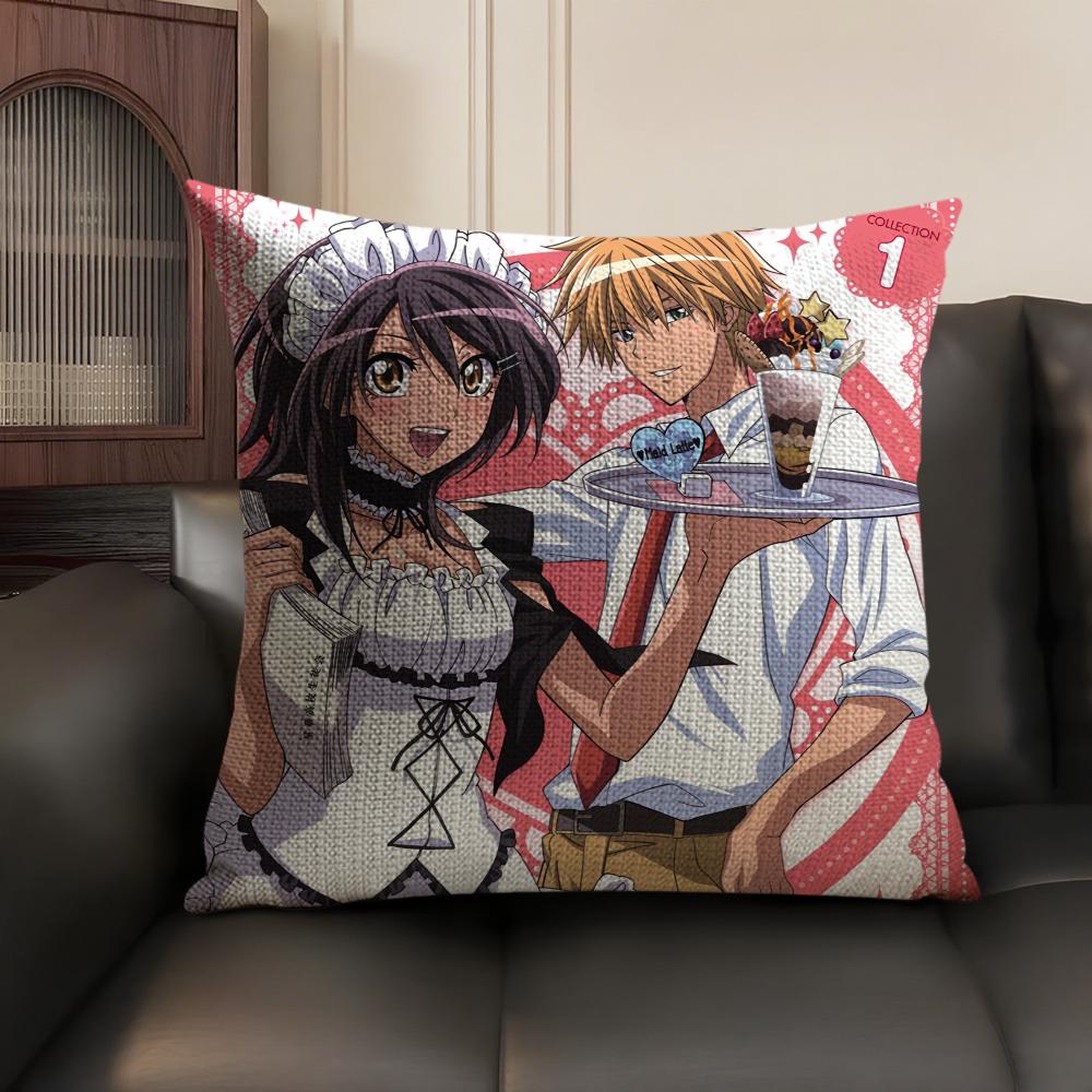 Japanese Anime M-Maid Sama Cushion Cover Natural Linen Organic Fabric Double-Sided Printing Sofa Home Decor Gift Pillow Case
