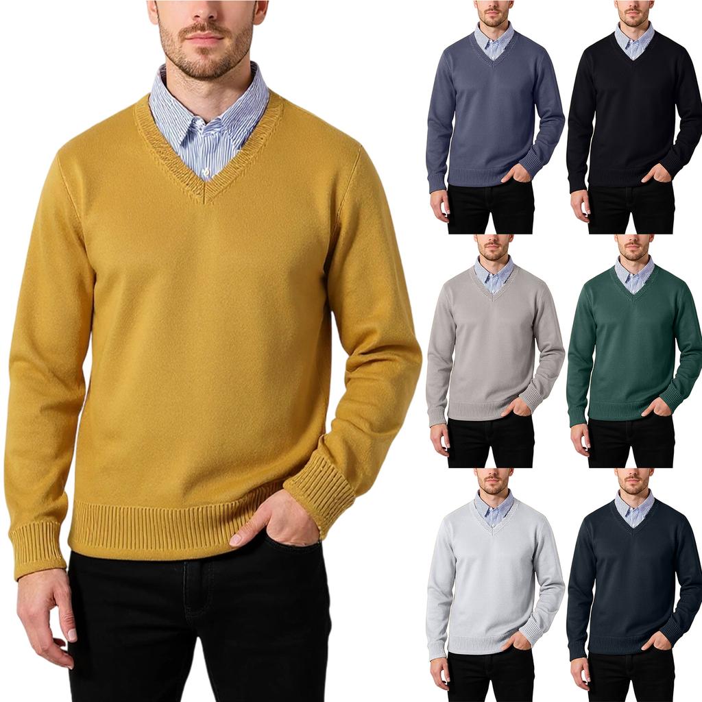 Men's  Fashion  Knitting  Pullover  Long Sleeves  Loose  Flip Collar  Sweater