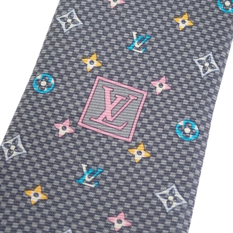 Louis Vuitton M76610 Tie Gray/multicolor Silk Mens