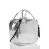 Handbag Cube Box Metallic 2WAY Bag for Silver [Cuko] Women, (906)