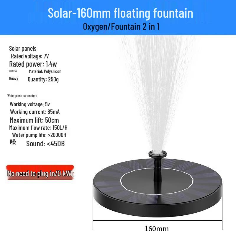 Solarbetriebener Automatischer Springbrunnen-Umwälzer & Belüfter für Innenhöfe, Steingärten, Teiche und kleine Wasserspiele