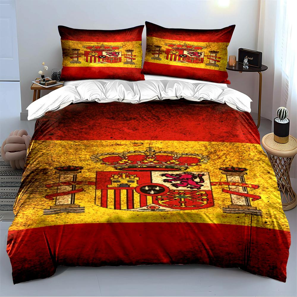 Spanish Flag Bedding Set Bedding Duvet Cover Set Duvet Cover Pillowcases Home Decor (1 * Duvet Cover 2 * Pillowcases, without duvet insert)