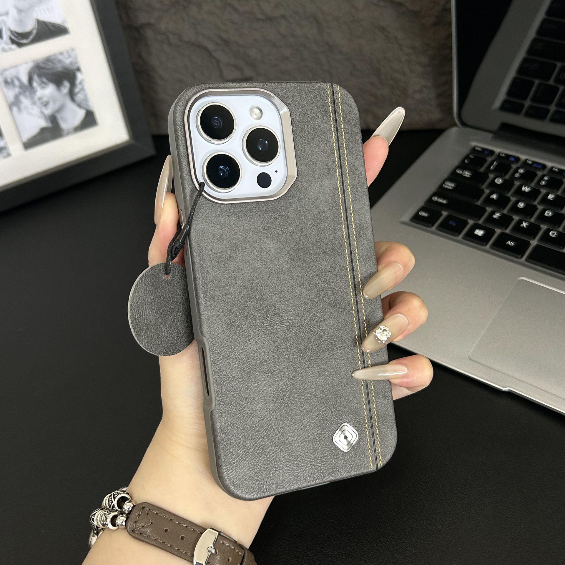 

Star-Lord Leather Magnetic Case for iPhone 17 Pro Max - Skin-Feel Patchwork Design Protective Cover 17 Pro Max серый