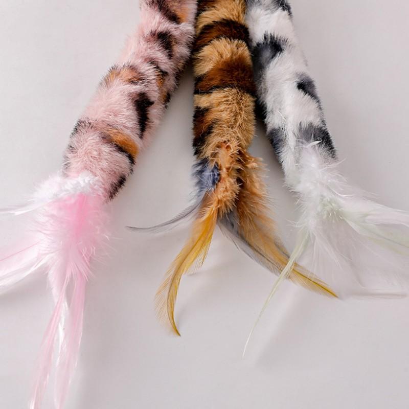 Cat Toys Feather Cats Stick Plush Interactive Cat Toy with Bell Wool Print Toys for Cats Teasing Kitten Toy Sticks Pet Products