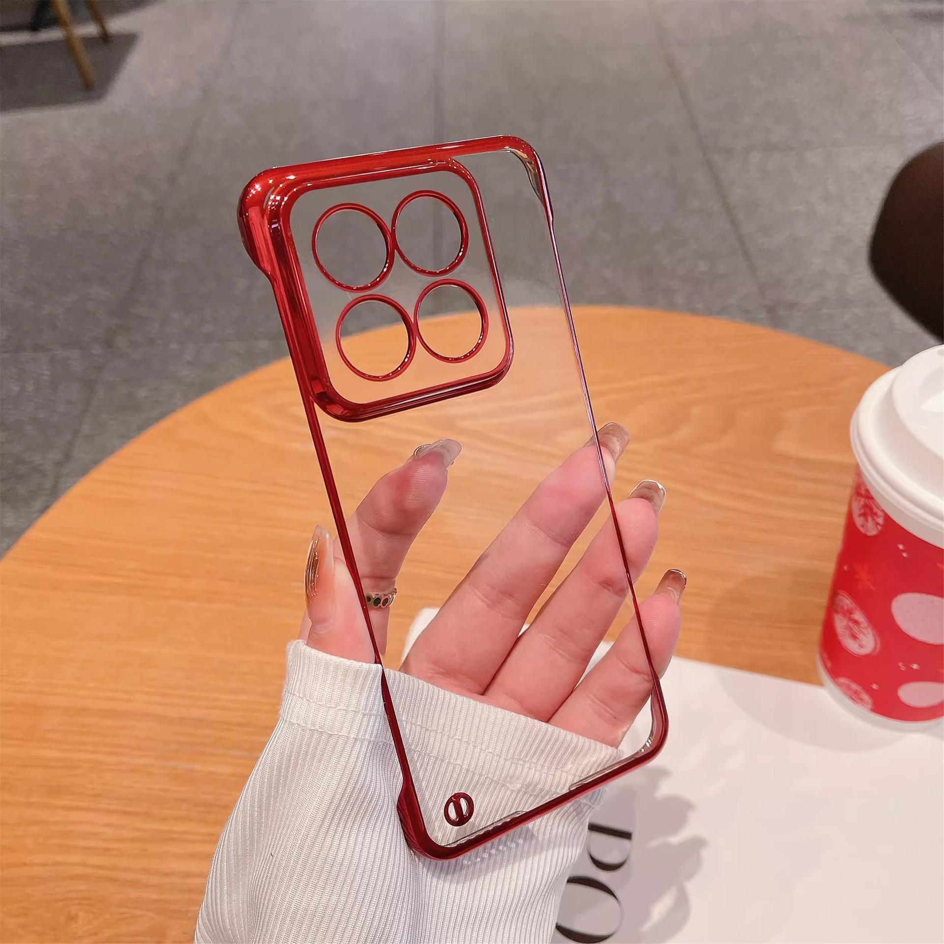 

Подходит для чехла для мобильного телефона Xiaomi 14 Ultra, гальванизированная безрамочная полная защита объектива, прозрачная ультратонкая твердая накладка Redmi K70E Redmi Note9Pro 5G красный