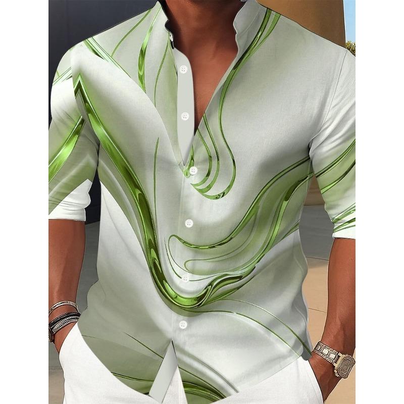 Men's Marble Abstract Liquid Art Shirt Button Up Shirt Turndown Collar Shirt Long Sleeve Casual Outdoor Vacation Spring Fall