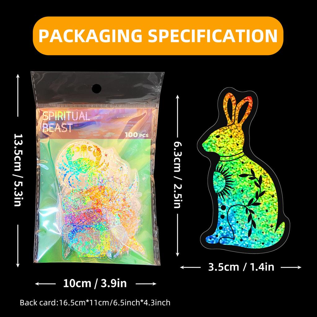 100 Laser Stickers Magic World Respect for Bikers Motorcycle Holographic Stickers