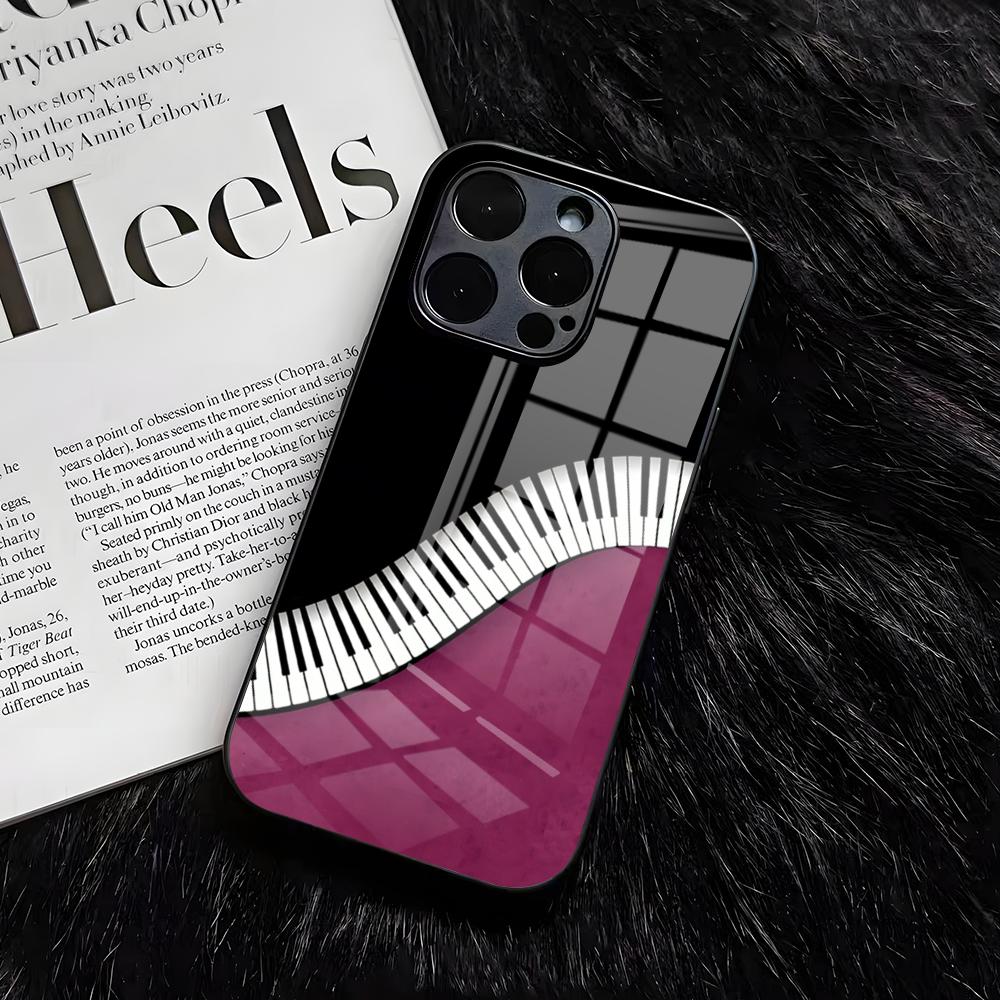 Piano Keys Is Simple Retro Phone Case For IPhone 17 Air 16 E Pro Max 15 14 13 Mini 12 Pro 11 Max Plus Black Glass Cover