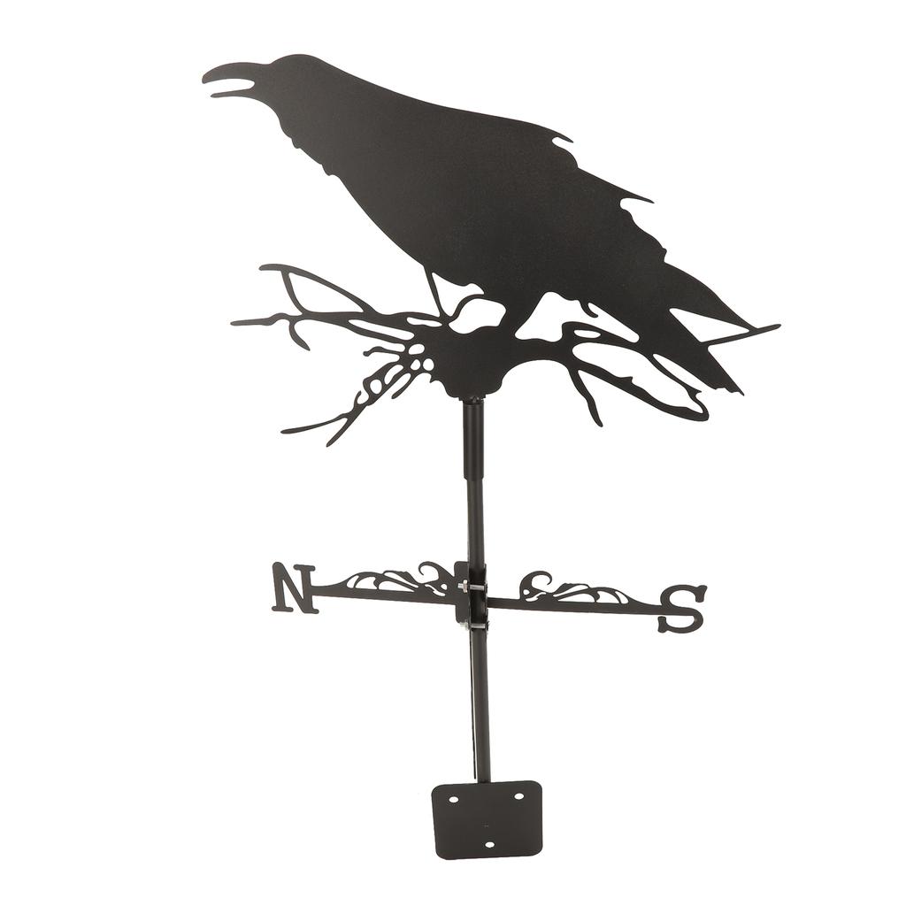 Weathervane Crow Ornament Wind Vane Weathercock Iron Metal Weather Vane for Outdoor Garden