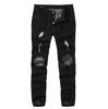 Pánské Skinny Stretch Džínové kalhoty Distressed Ripped Freyed Slim Fit džínové kalhoty