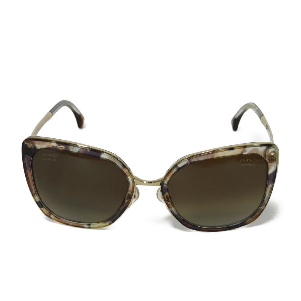 Used 10097 Fox Shape Eyewear 4209 c.463/S9 7968 Polarized Gradient Gold Logo Acetate Clear Havana Women's from Japan