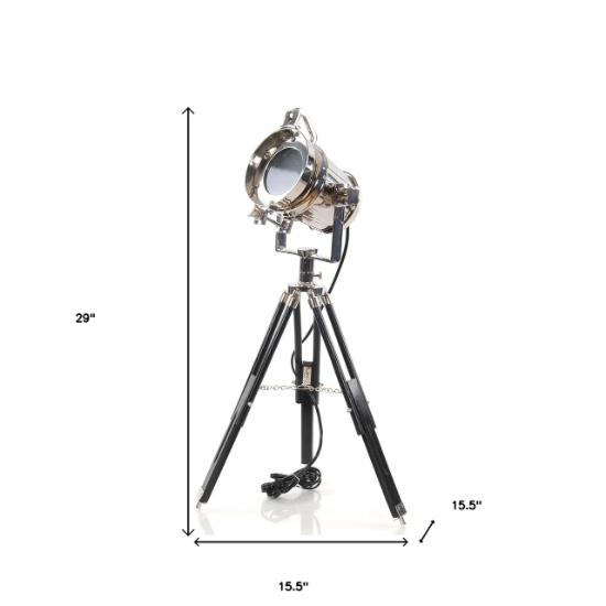 Modern Vintage Search Light Floor Lamp Nautical Spotlight On Wooden Tripod Stand