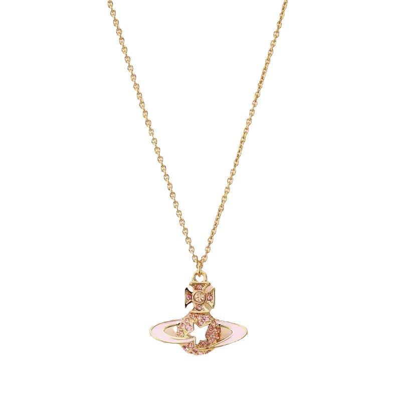 Císařovna vdova Vysoká verze Diamantový Saturn Přívěsek Náhrdelník - Sladký, Cool Klíční kostní řetízek, Styl celebrity Xiaohongshu