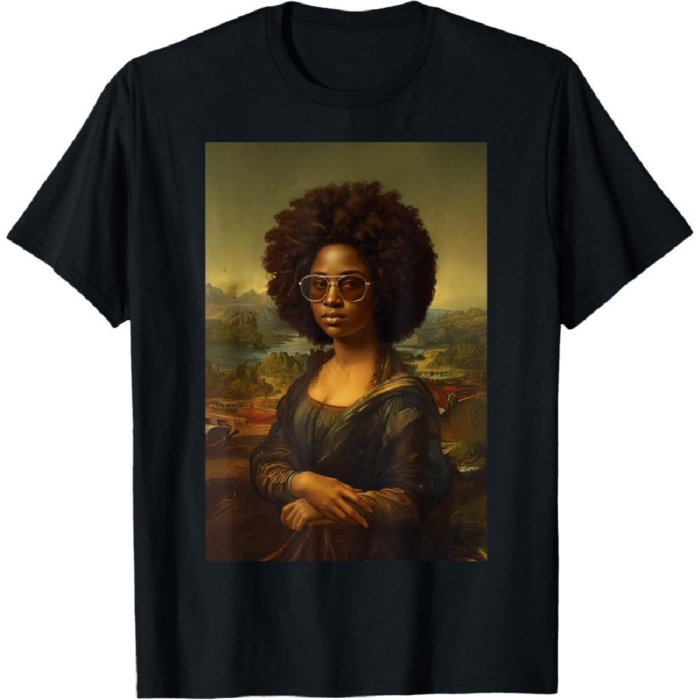 

Black Mona Lisa Afro African American Black History Month T-Shirt XXXXXL чорний