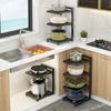 Carbon Steel Kitchen Storage Rack Multi-layer Lower Sink Cabinet Layered Pot Rack Kitchen Household Floor Lower Cabinet Storage