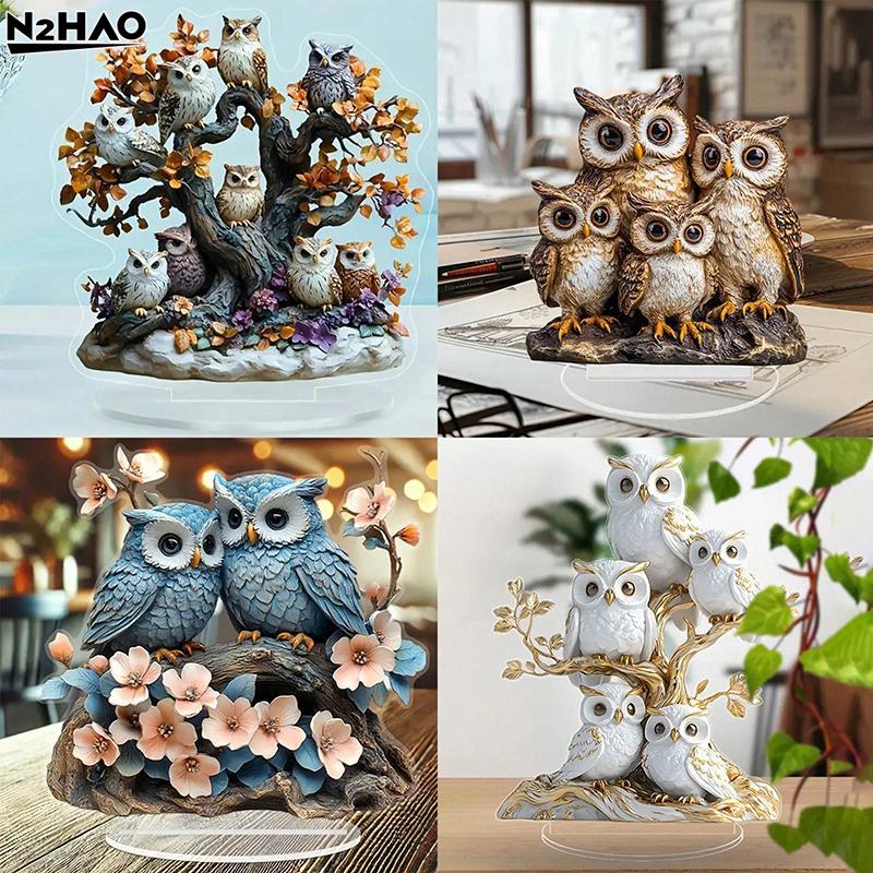 1Pcs Acrylic Festive Desktop Decoration 2D Flat Anime Themed Owl Statue Collectible Holiday Gift Perfect For Ornament And Decor