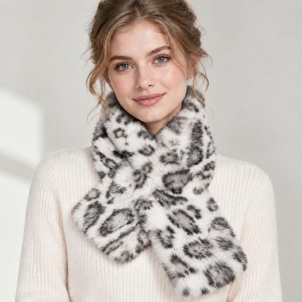 Faux Rabbit Fur Faux Fur Scarf Cross Design Thicken Scarf Korean Style Winter Scarf  For Women