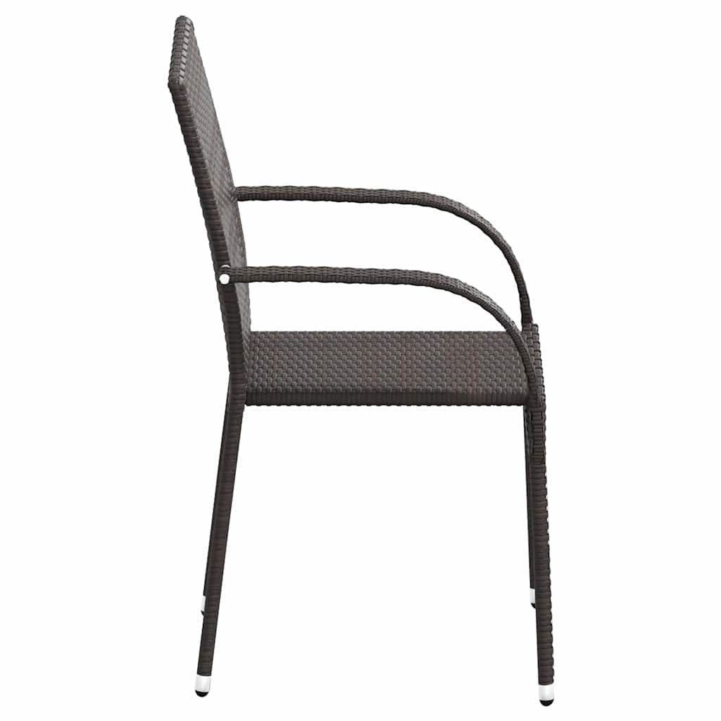 vidaXL Stapelbare Gartenstühle 2 Stk. Poly Rattan Braun
