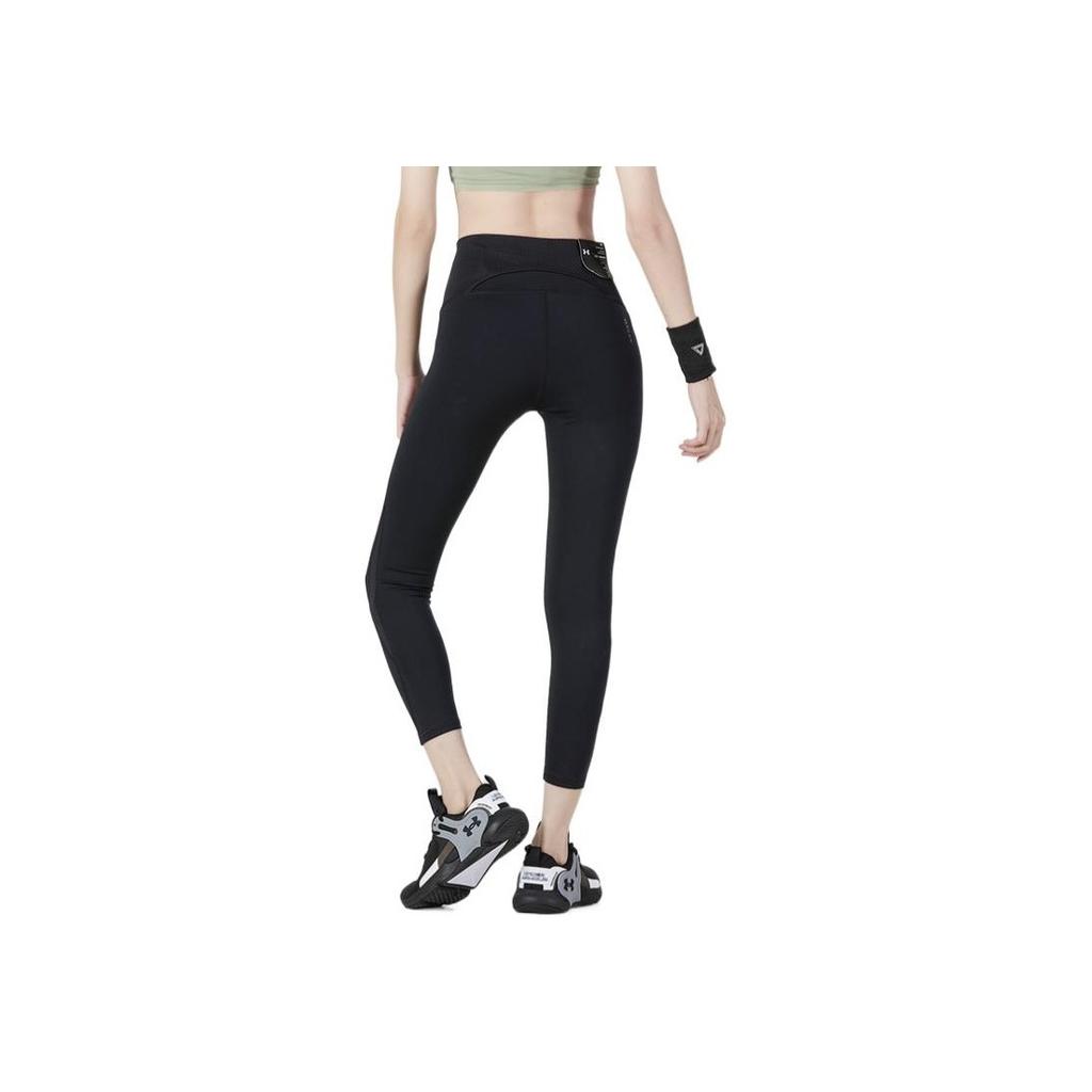 Under Armour Solid Color Logo Print Compression Tights Women Bottoms Black 1376357-001