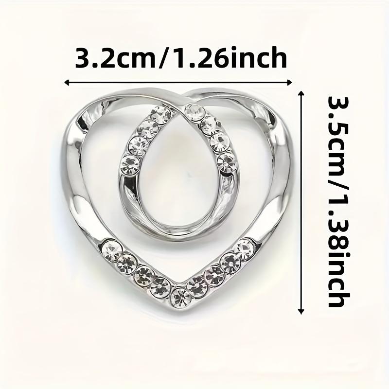 2Pcs Enchanting Knotted Heart Brooch - Sparkling Crystal Inlay, Designed Hollow, Scarf Clip for Dresses, Shawls & Capes