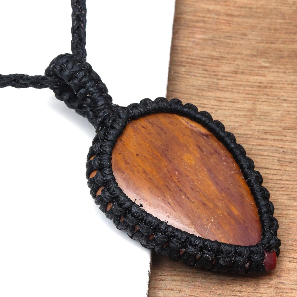 Jasper Macrame Handmade Necklace Gemstone Jewelry Thread 20-36''Ad Pendant
