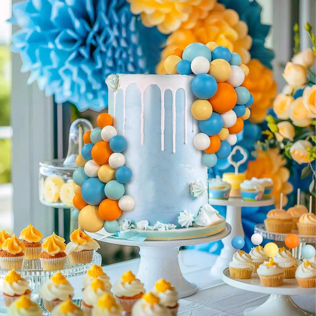 56 PCS Ball Cake Picks Colorful Ball Shaped Cake Topper Pearl Balls Cupcake Cake Insert Topper for Birthday Party Wedding Decora