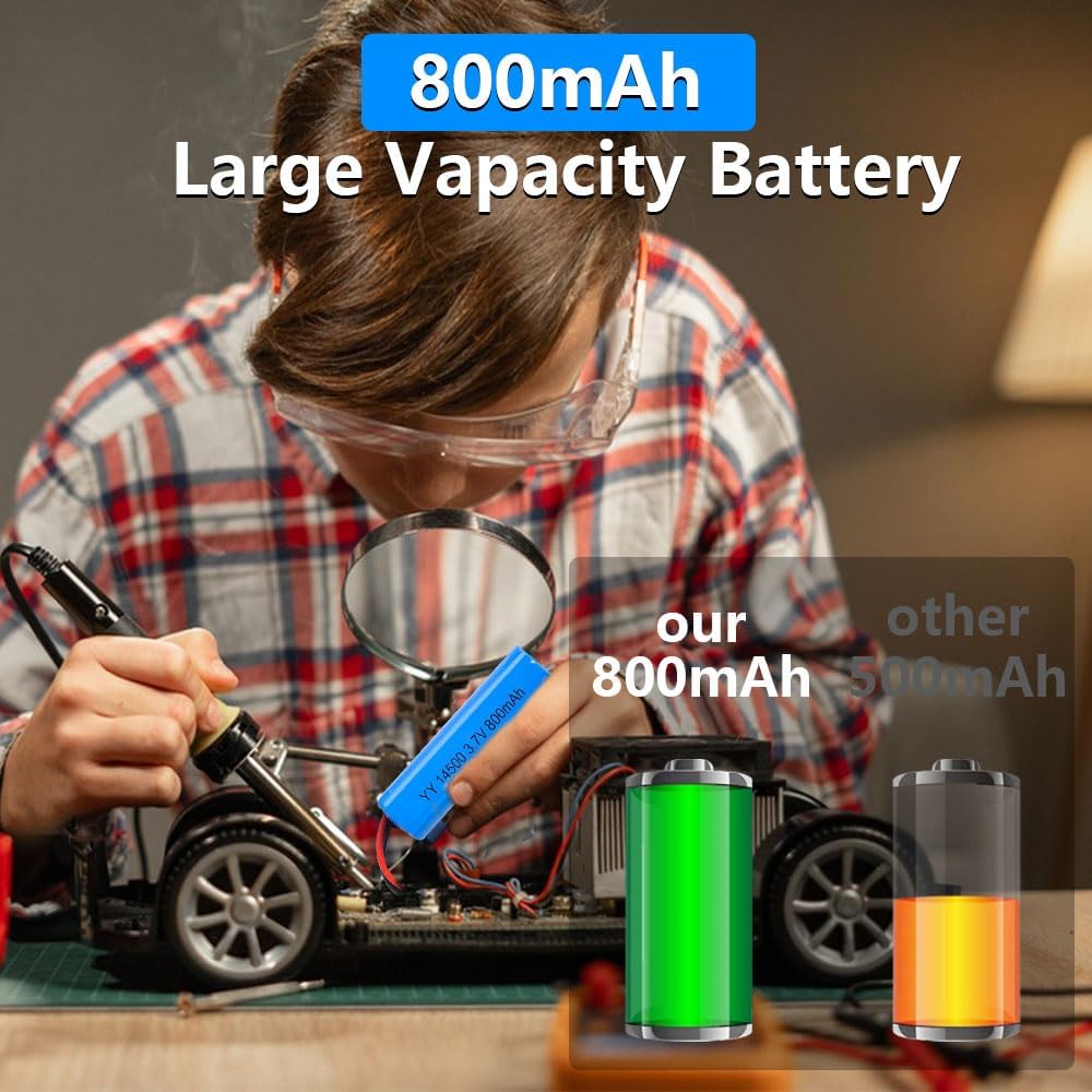 6Pcs LiPo Battery 3.7V 800mAh with SM-2P Connector and USB Charger – For C2 D828 Models – Long Life, Safe Connection, Rechargeable