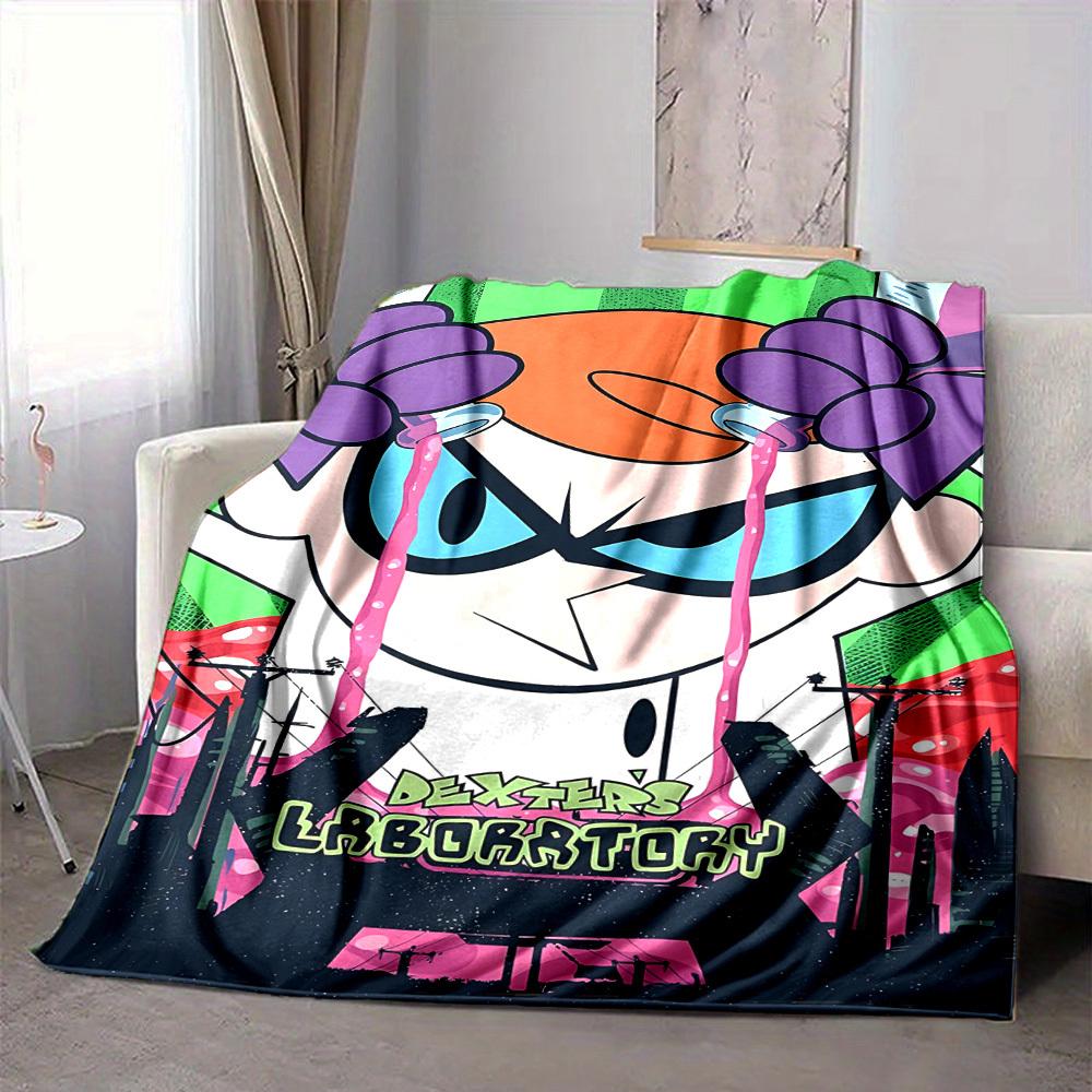 1pc Dexter's Laboratory Cozy Print Blanket Lightweight Warm Flannel Throw Blanket For Sofa, Bed, Living Room