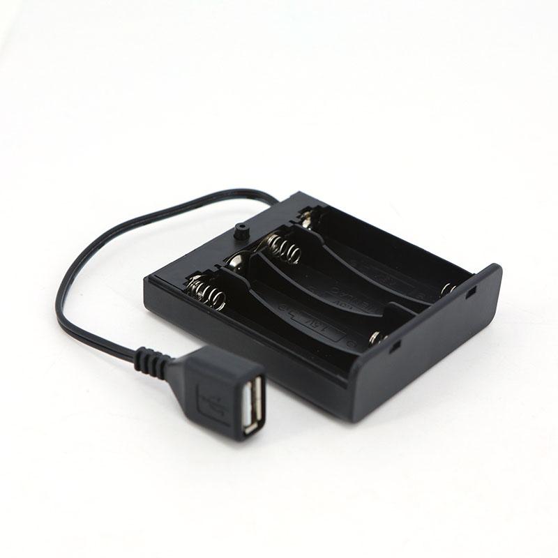 6V 4 Solt X AA 4x1.5V USB Battery Box For 5V LED Strip Lights Female Cable Mini Power Supply Battery Caes With Cover And Switch